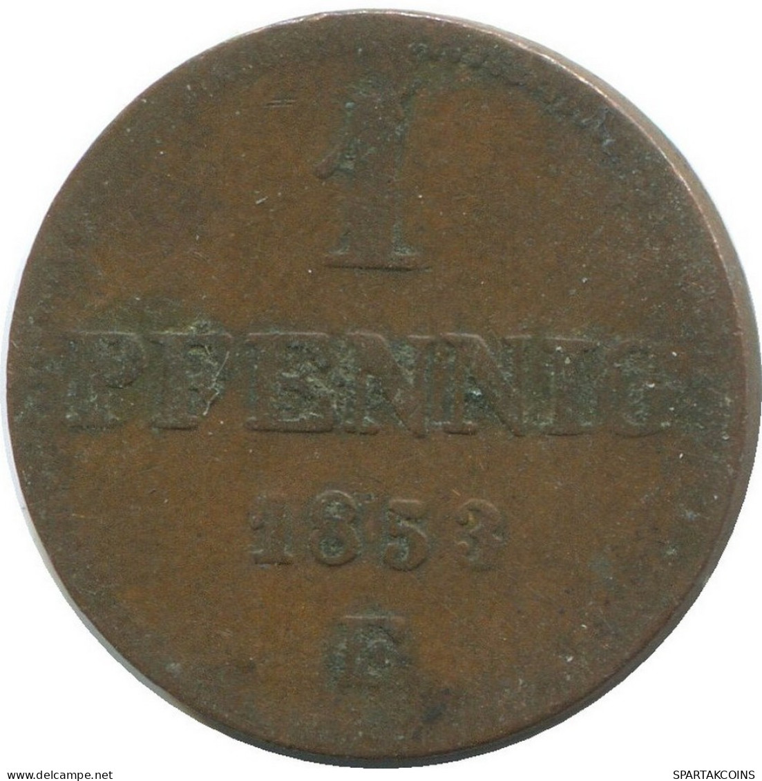 SAXONY 1 PFENNIG 1853 F Mint Stuttgart K.S. S.M. German States #DE10598.16.F.A - Andere & Zonder Classificatie
