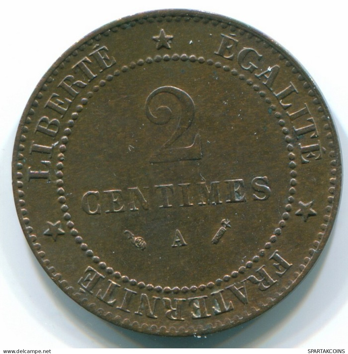 2 CENTIMES 1893 A FRANCE Pièce CERES XF+ #FR1206.29.F.A - 2 Centimes