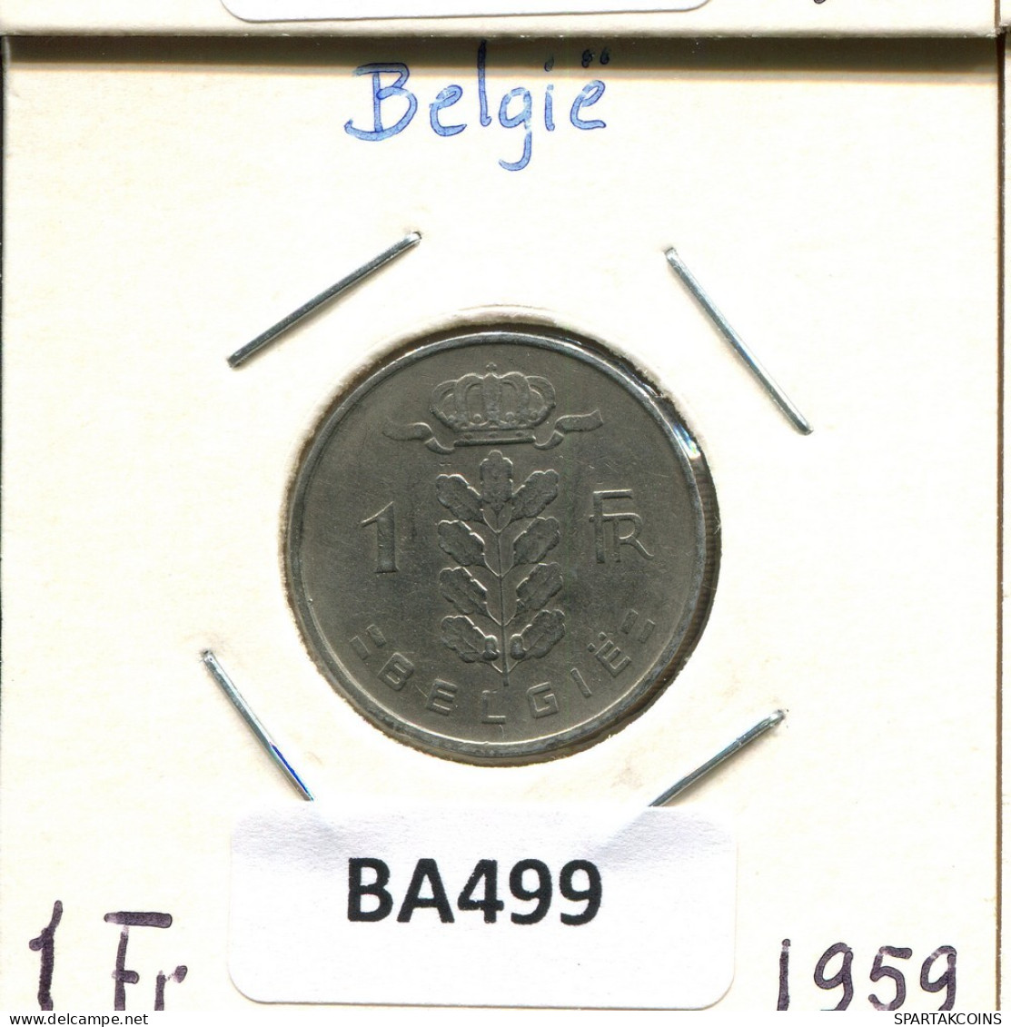 1 FRANC 1959 DUTCH Text BELGIQUE BELGIUM Pièce #BA499.F.A - 1 Franc
