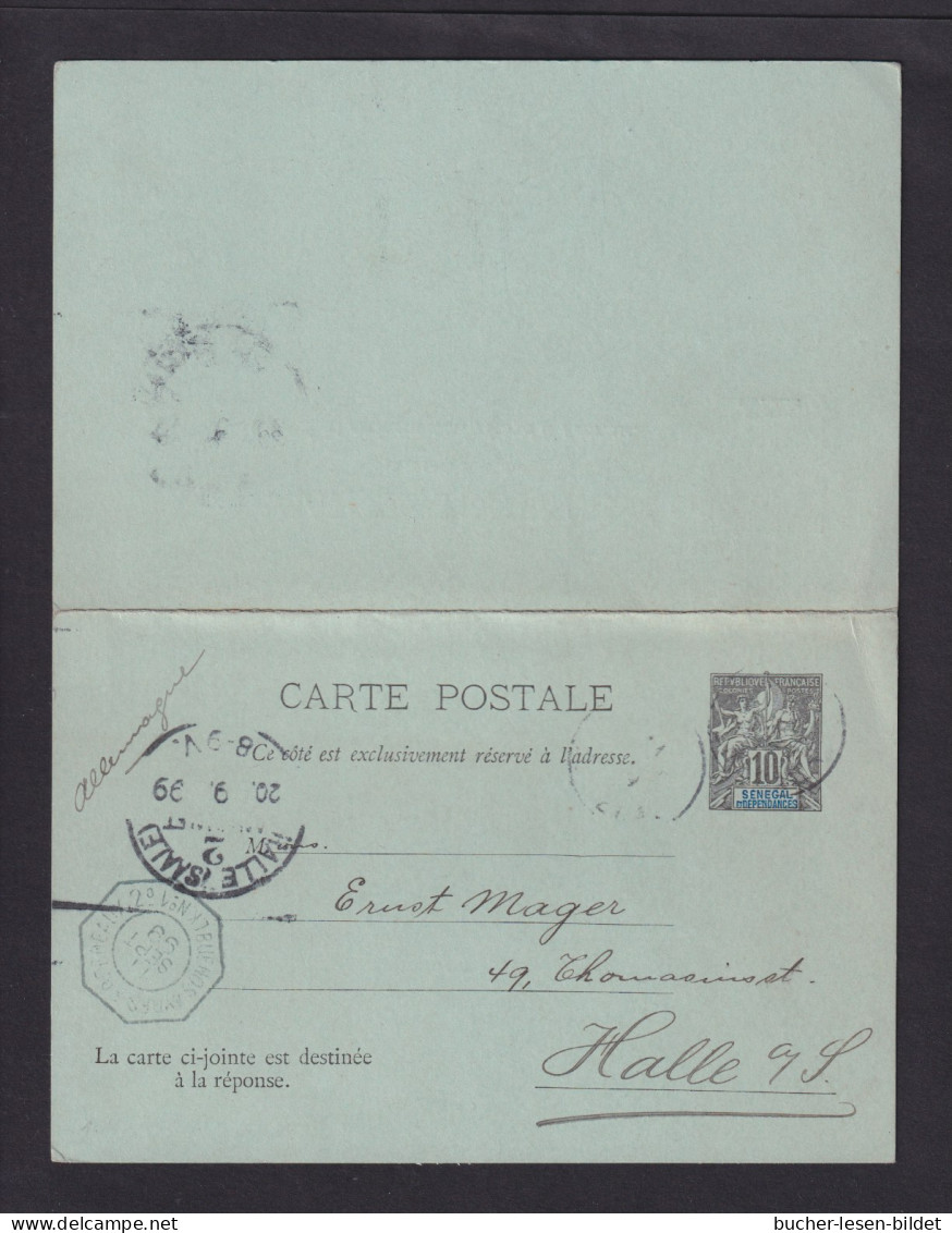 1899 - 10 C. Doppel-Ganzsache Ab DAKAR Nach Halle - Cartas & Documentos