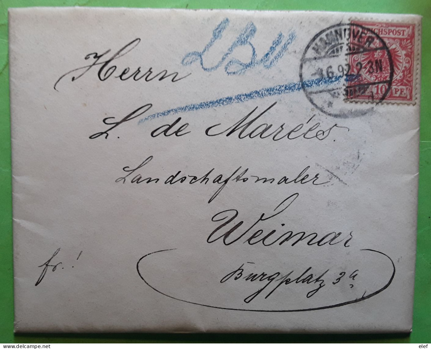 Liebesbrief Aus HANNOVER  Correspondance De Claire à Son Mari Lothar De Marées,Landschaftmaler,peintre 1892 >Weimar RARE - Sammlungen