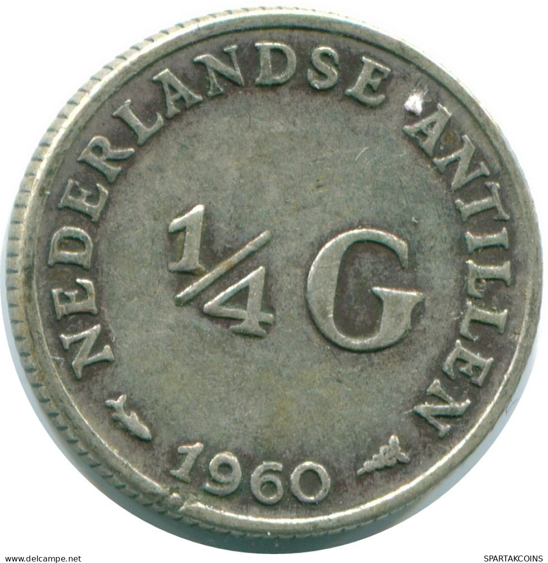 1/4 GULDEN 1960 ANTILLAS NEERLANDESAS PLATA Colonial Moneda #NL11097.4.E.A - Antille Olandesi