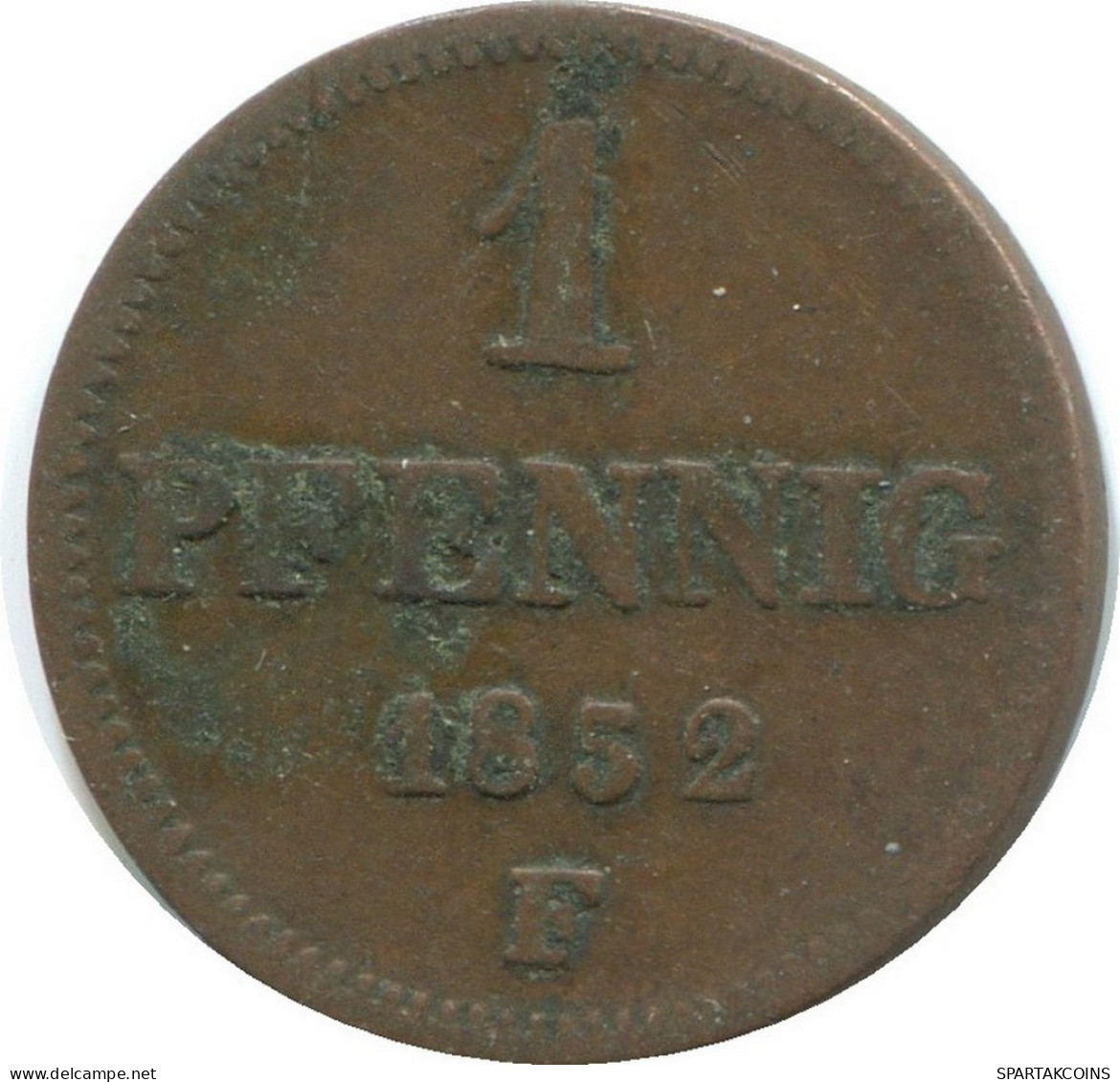 SAXONY 1 PFENNIG 1852 F Mint Stuttgart K.S. S.M. German States #DE10597.16.D.A - Autres & Non Classés