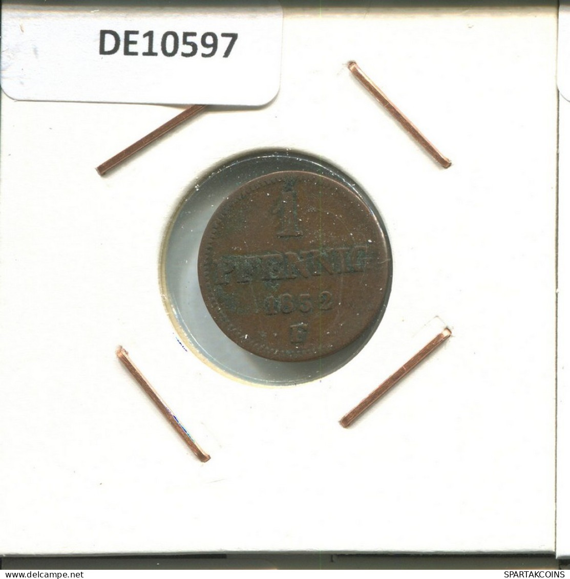 SAXONY 1 PFENNIG 1852 F Mint Stuttgart K.S. S.M. German States #DE10597.16.D.A - Andere & Zonder Classificatie