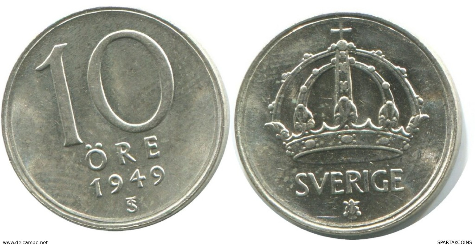 10 ORE 1949 SUECIA SWEDEN PLATA Moneda #AD036.2.E.A - Zweden