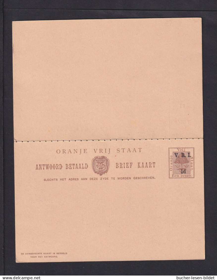 1 P. Überdruck-Doppel-Ganzsache (P 25) - Ungebraucht - État Libre D'Orange (1868-1909)