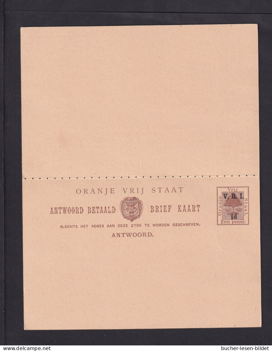 1 P. Überdruck-Doppel-Ganzsache (P 25) - Ungebraucht - État Libre D'Orange (1868-1909)