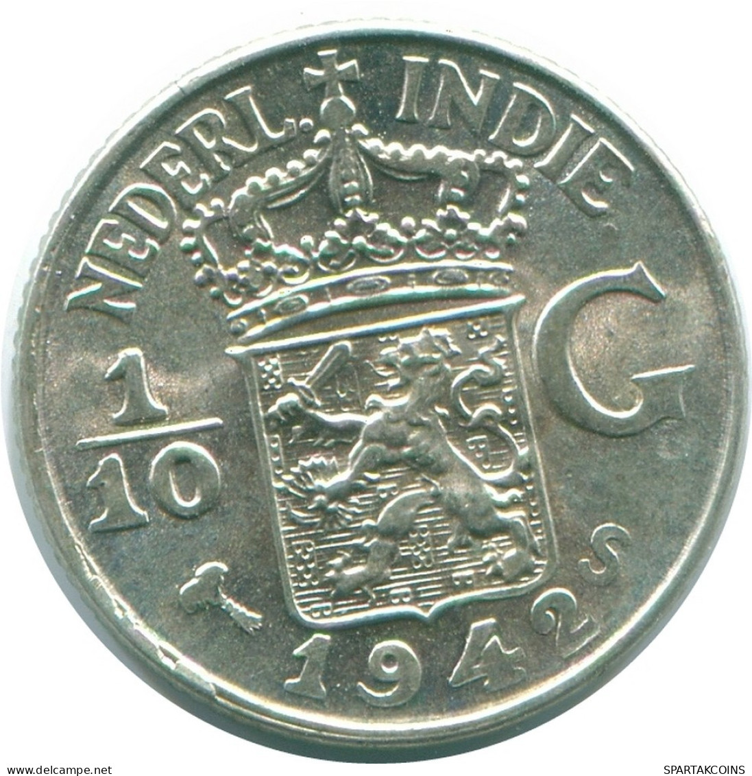 1/10 GULDEN 1942 INDIAS ORIENTALES DE LOS PAÍSES BAJOS PLATA #NL13868.3.E.A - Indie Olandesi