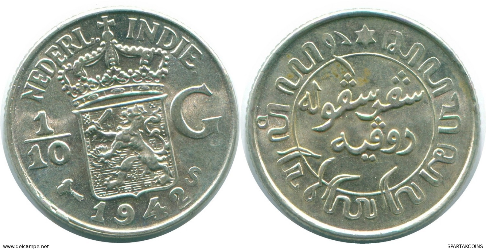 1/10 GULDEN 1942 INDIAS ORIENTALES DE LOS PAÍSES BAJOS PLATA #NL13868.3.E.A - Indes Neerlandesas