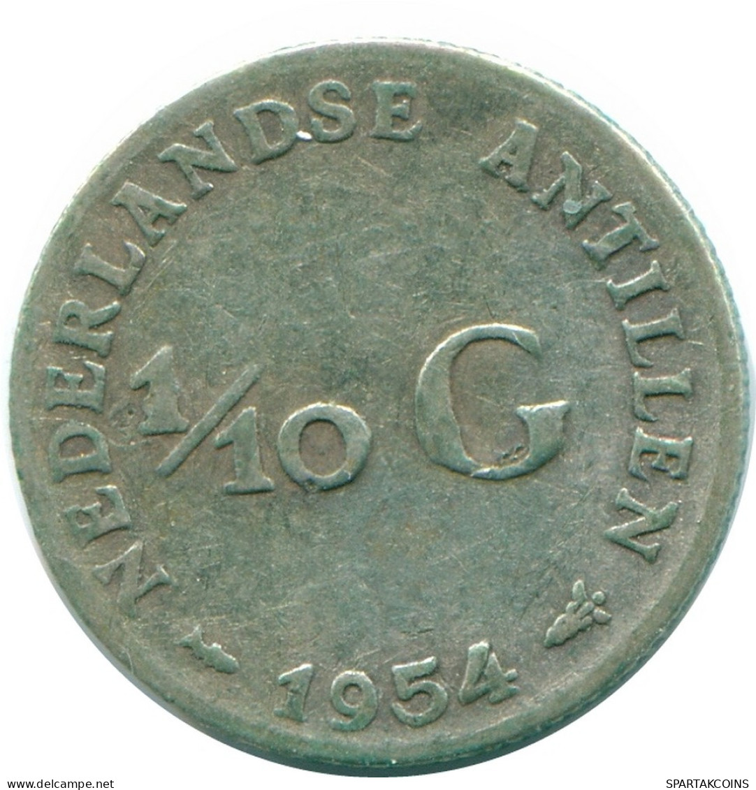 1/10 GULDEN 1954 NIEDERLÄNDISCHE ANTILLEN SILBER Koloniale Münze #NL12065.3.D.A - Niederländische Antillen