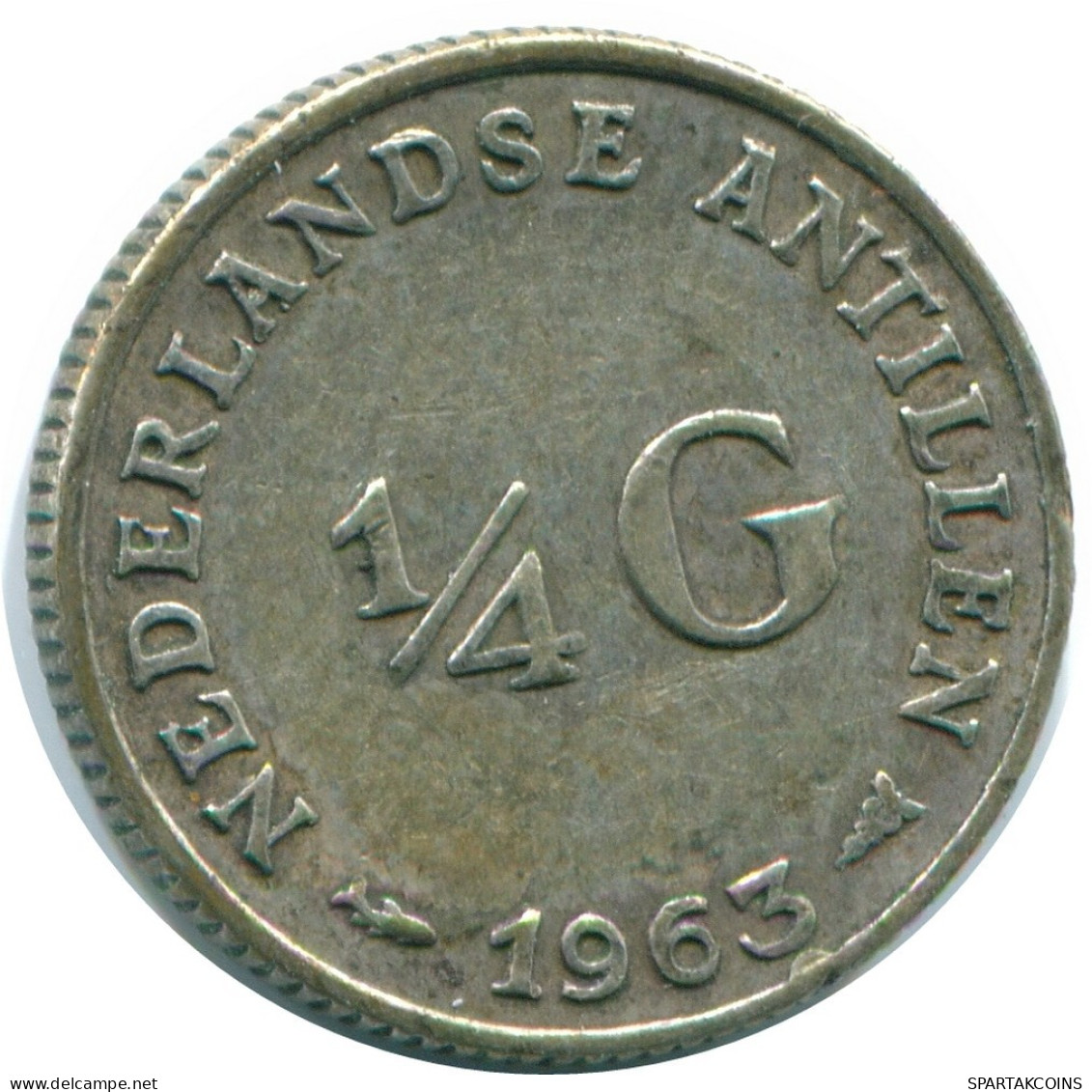 1/4 GULDEN 1963 ANTILLAS NEERLANDESAS PLATA Colonial Moneda #NL11222.4.E.A - Antille Olandesi