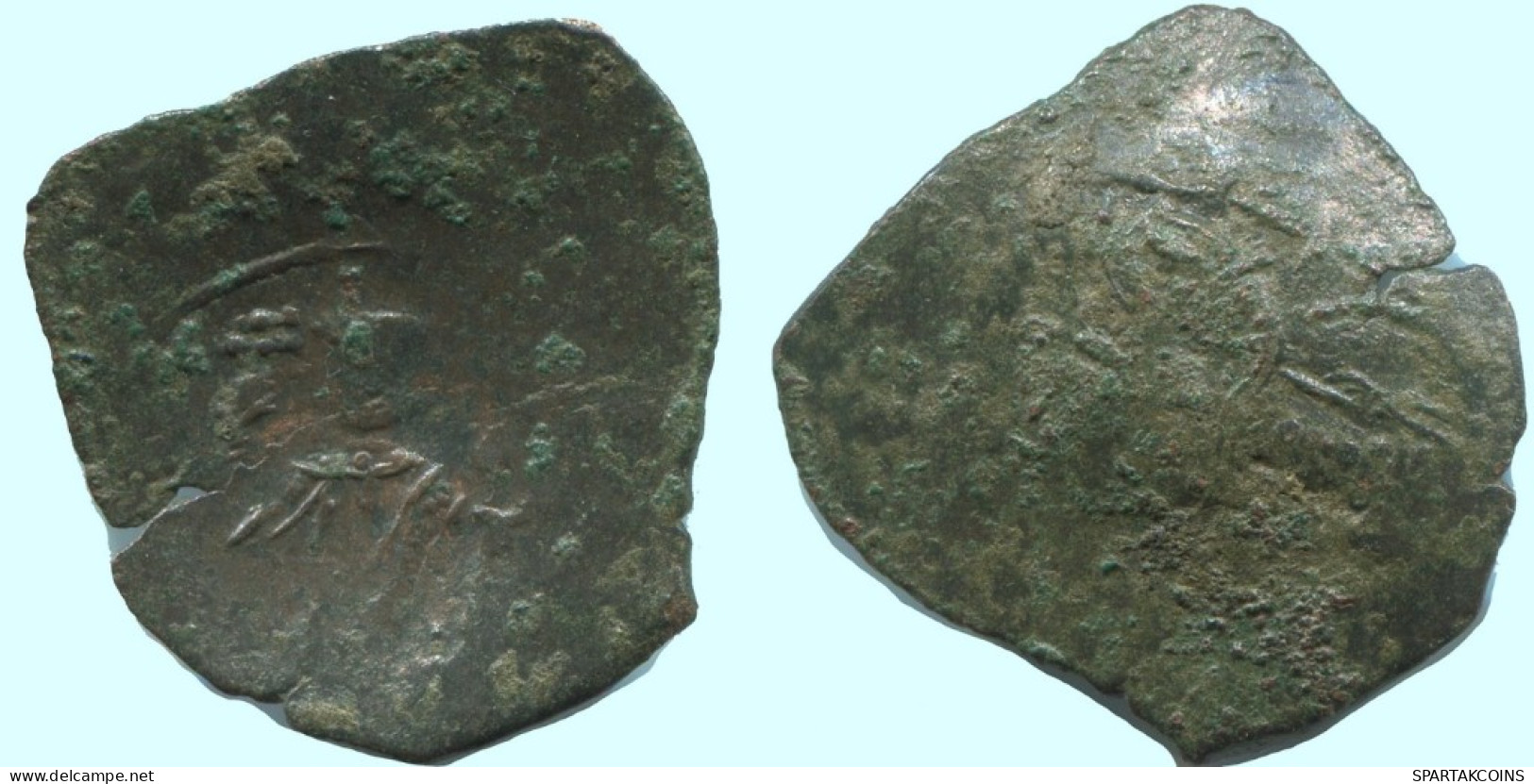 Auténtico Original Antiguo BYZANTINE IMPERIO Trachy Moneda 1.7g/21mm #AG643.4.E.A - Byzantine