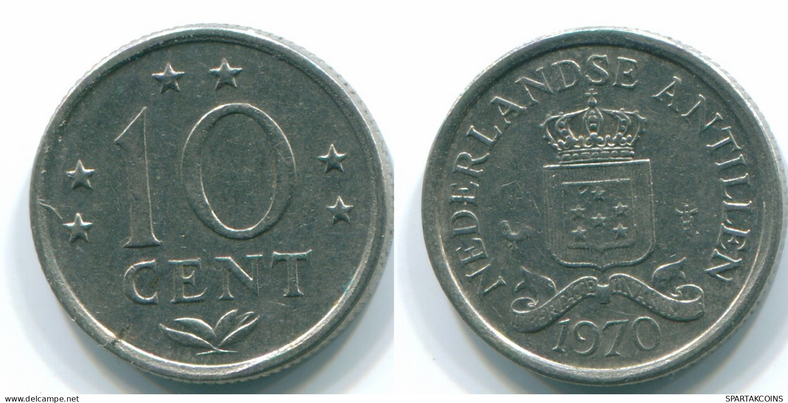 10 CENTS 1974 ANTILLES NÉERLANDAISES Nickel Colonial Pièce #S13494.F.A - Antille Olandesi