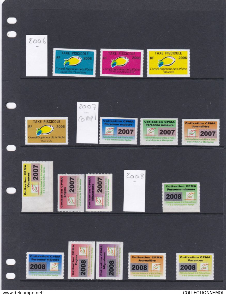 Lotde FISCAUX De Timbres De TAXE PISCICOLE ,, ANNEES 2006 Et 2007 ,,,année 2008 - Stamps