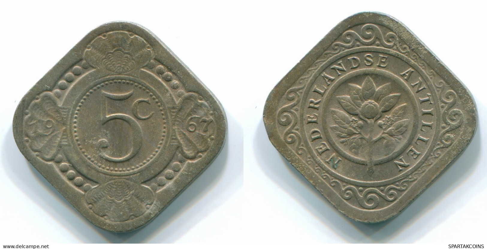 5 CENTS 1967 ANTILLAS NEERLANDESAS Nickel Colonial Moneda #S12458.E.A - Niederländische Antillen
