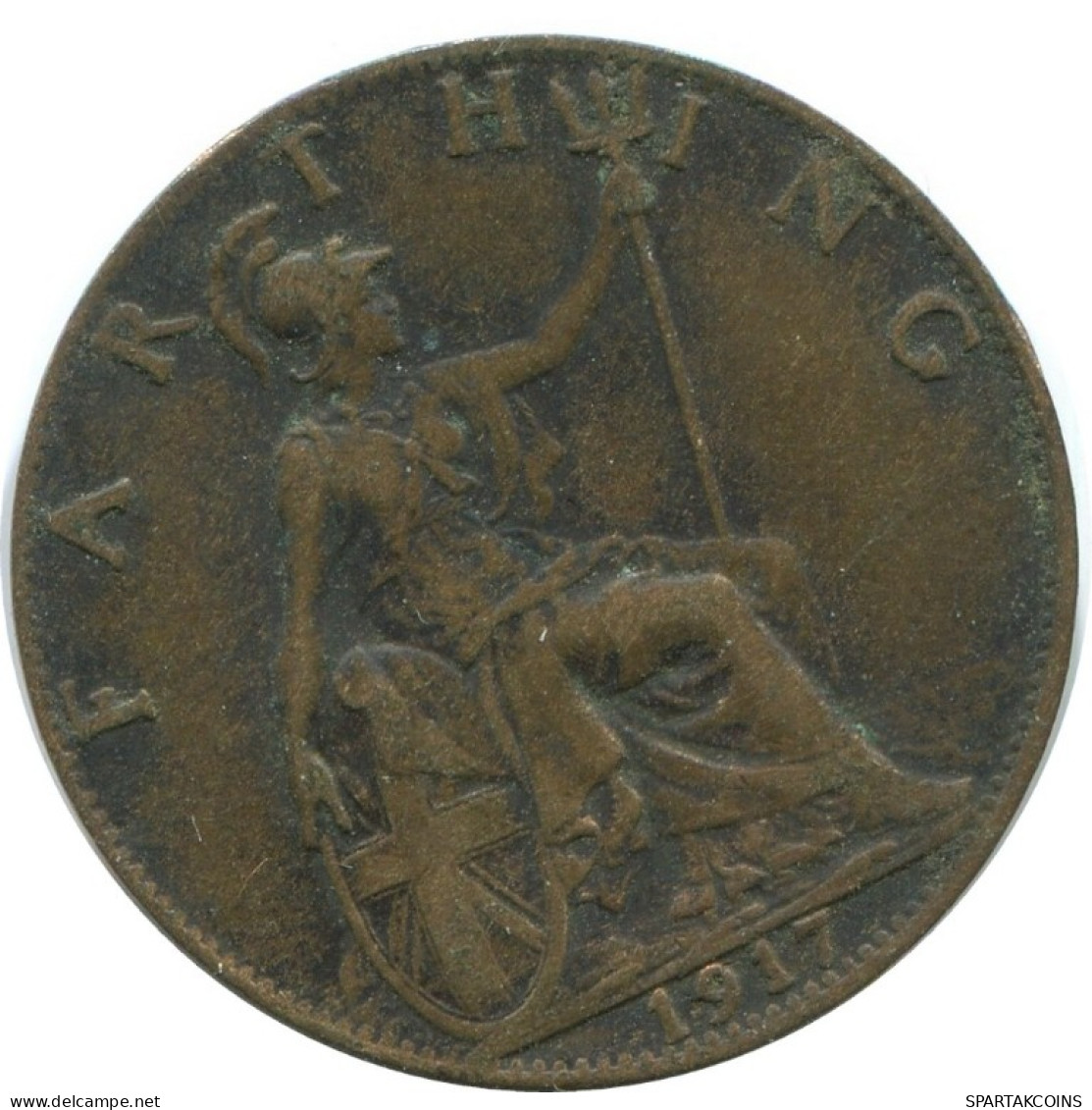 FARTHING 1917 UK GRANDE-BRETAGNE GREAT BRITAIN Pièce #AG778.1.F.A - B. 1 Farthing