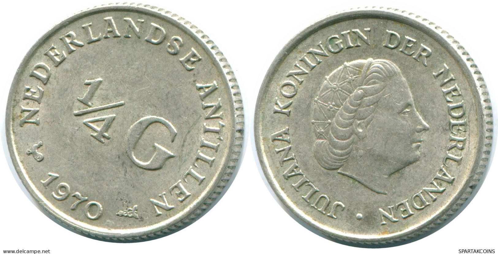 1/4 GULDEN 1970 NIEDERLÄNDISCHE ANTILLEN SILBER Koloniale Münze #NL11636.4.D.A - Niederländische Antillen