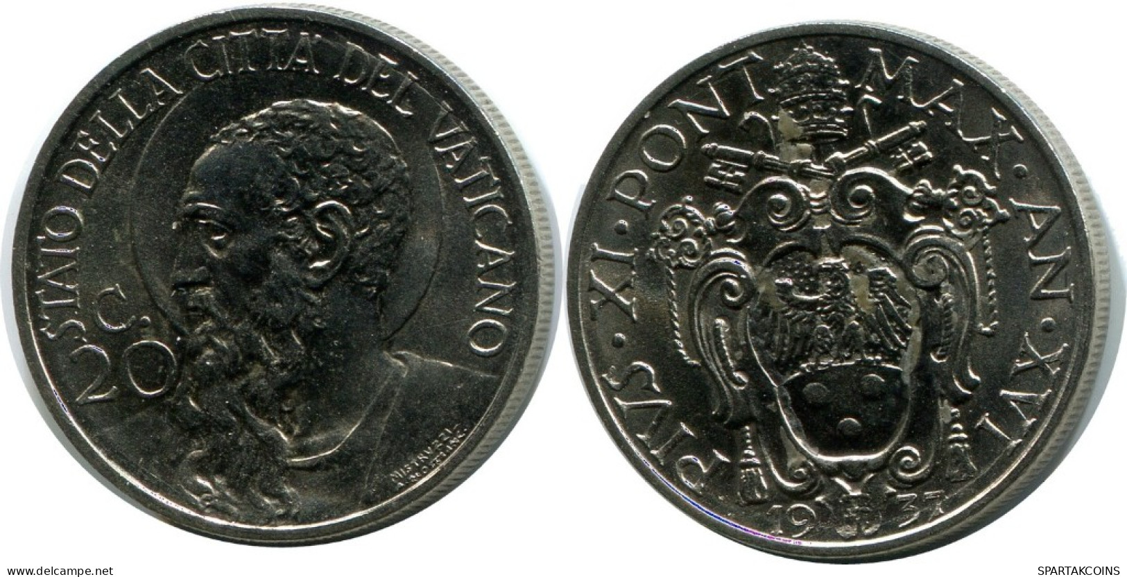20 CENTESIMI 1937 VATIKAN VATICAN Münze Pius XI (1922-1939) #AH338.16.D.A - Vatikan
