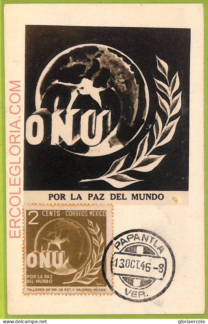 Ad3267 - MEXICO - Postal History - MAXIMUM CARD - 1946 - ONU World Peace - Mexico