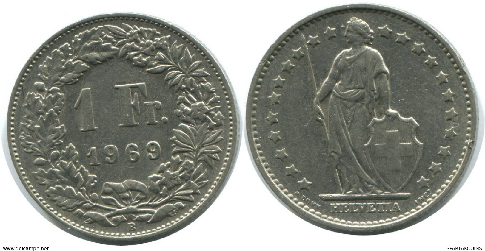 1 FRANC 1969 B SUISSE SWITZERLAND Pièce HELVETIA #AD998.2.F.A - Andere & Zonder Classificatie