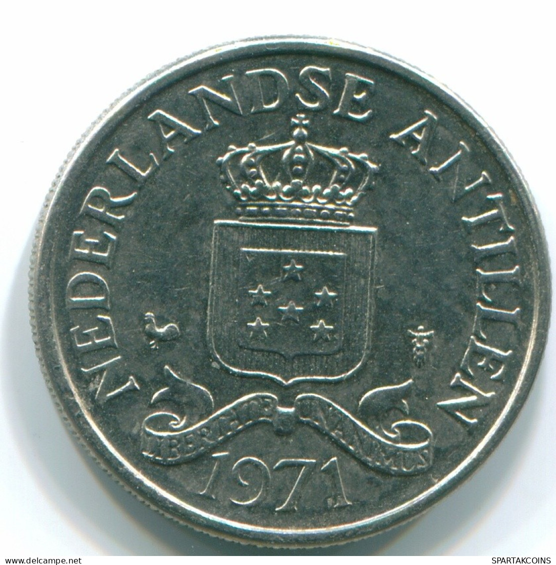 25 CENTS 1971 ANTILLES NÉERLANDAISES Nickel Colonial Pièce #S11543.F.A - Antilles Néerlandaises