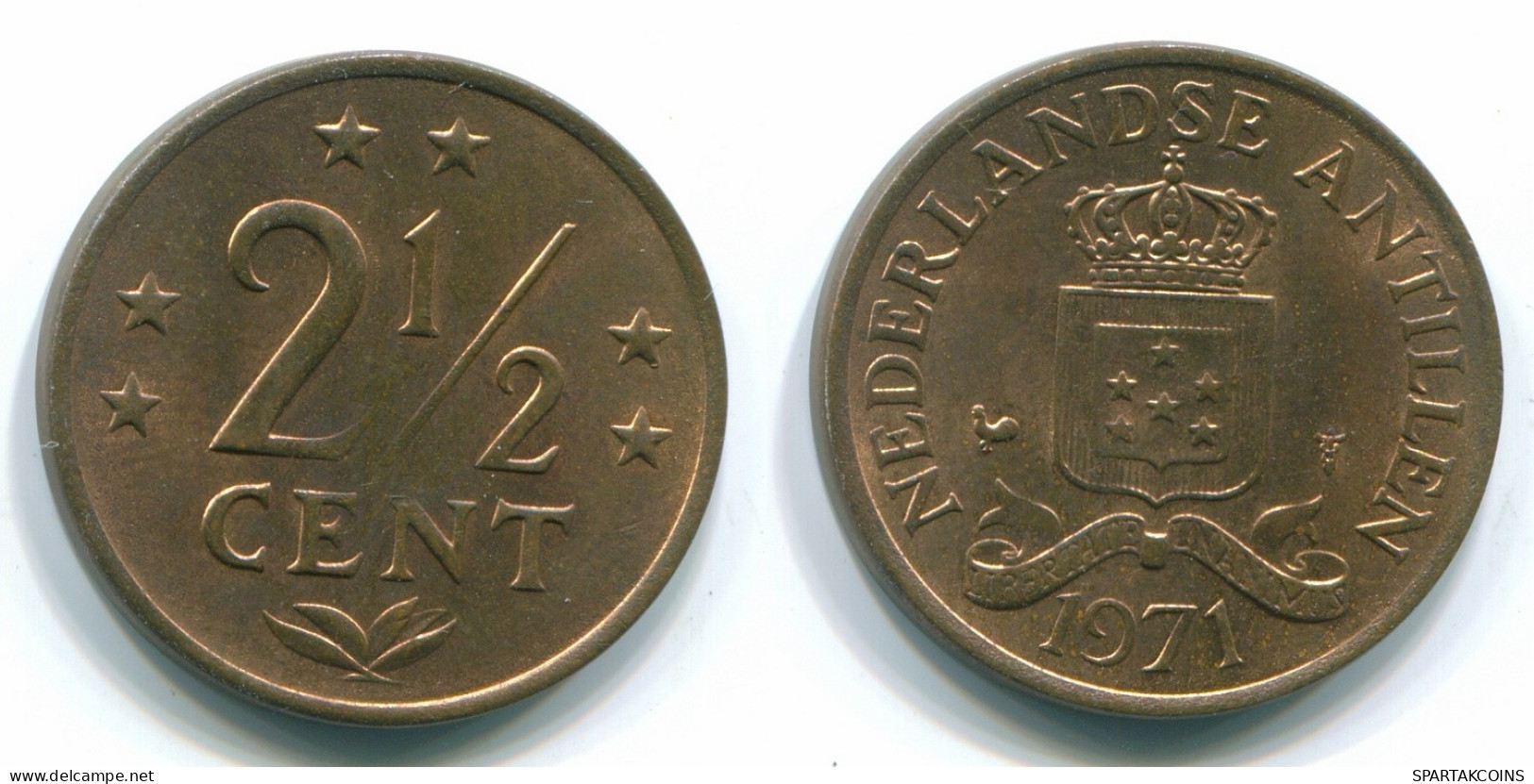 2 1/2 CENT 1971 NETHERLANDS ANTILLES Bronze Colonial Coin #S10487.U.A - Antille Olandesi