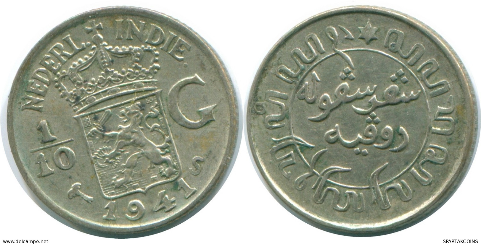 1/10 GULDEN 1941 S NIEDERLANDE OSTINDIEN SILBER Koloniale Münze #NL13663.3.D.A - Niederländisch-Indien