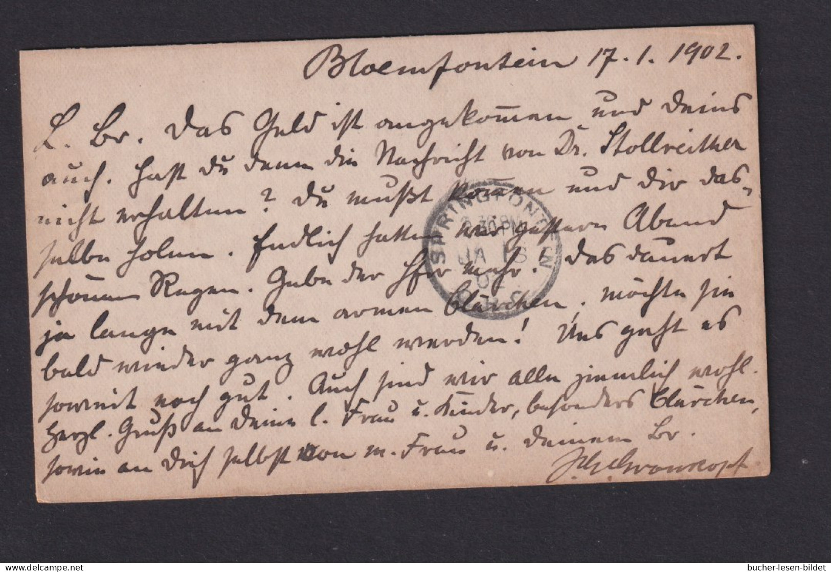 1/2 P.  Überdruck-Ganzsache  (P 21) Ab Bloemfontein Nach Springfontein - Zensur Und P.B.C.-Stempel - Oranje Vrijstaat (1868-1909)