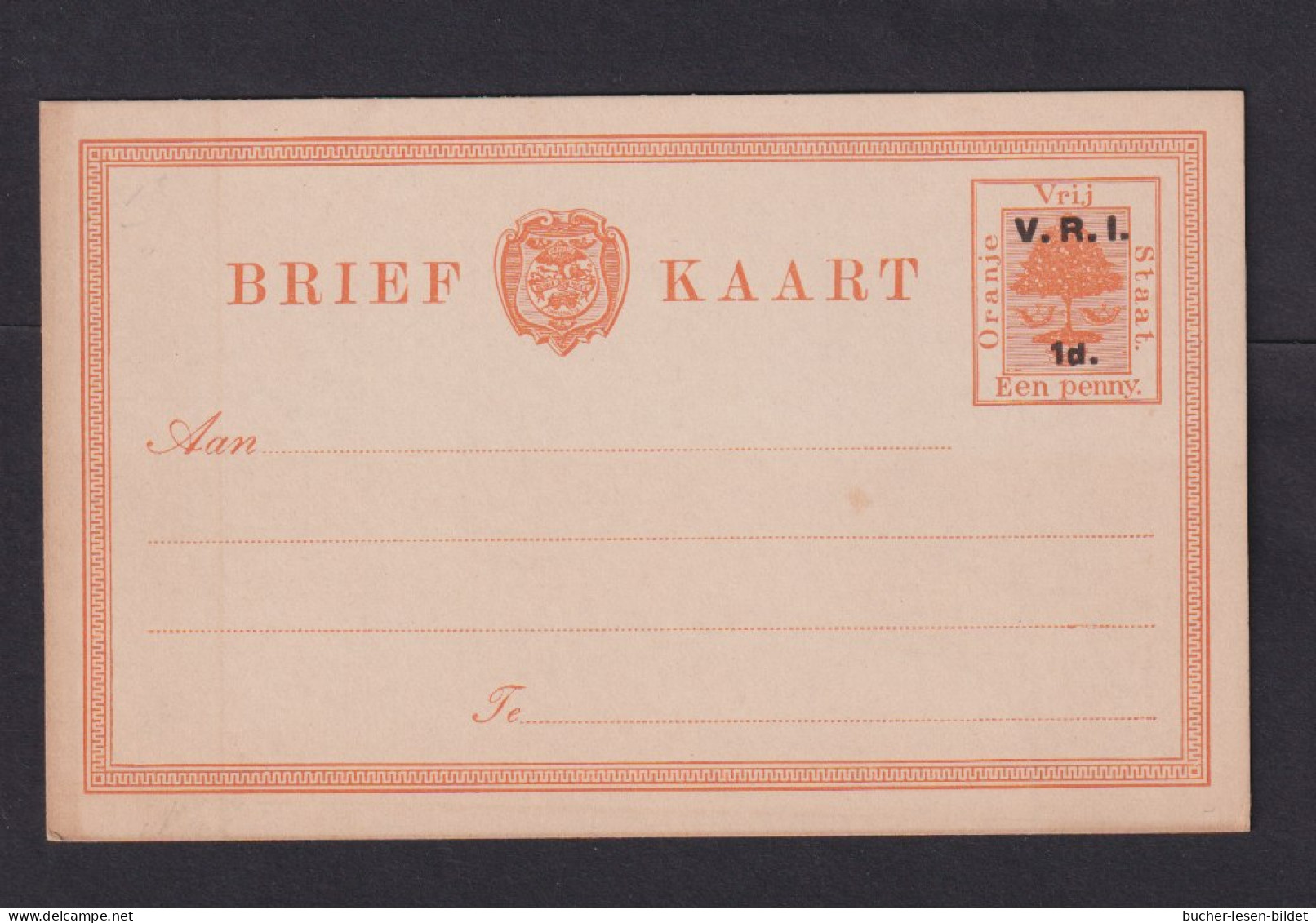 1 P. (klein) Überdruck-Ganzsache (P 5) - Ungebraucht - État Libre D'Orange (1868-1909)