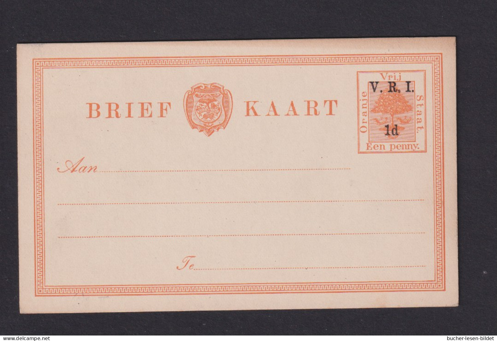 1 P. (groß) Überdruck-Ganzsache (P 5) - Ungebraucht - État Libre D'Orange (1868-1909)