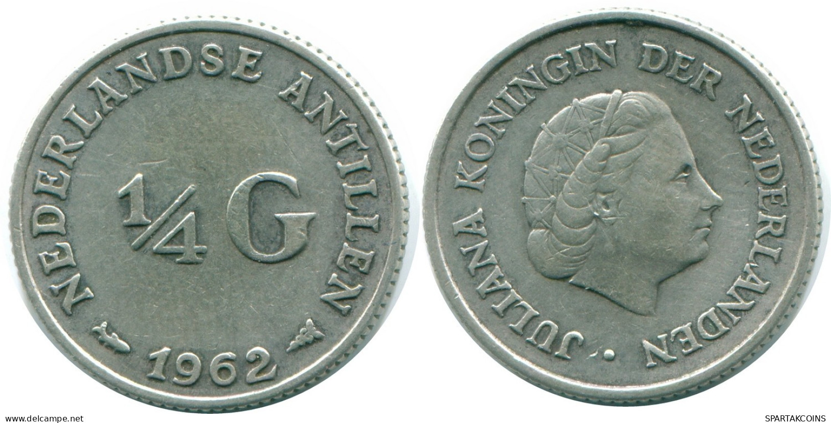 1/4 GULDEN 1962 NETHERLANDS ANTILLES SILVER Colonial Coin #NL11111.4.U.A - Antille Olandesi