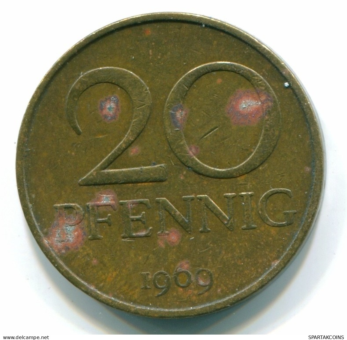 20 PFENNIG 1969 DDR EAST GERMANY Coin #DE10033.3.U.A - 20 Pfennig