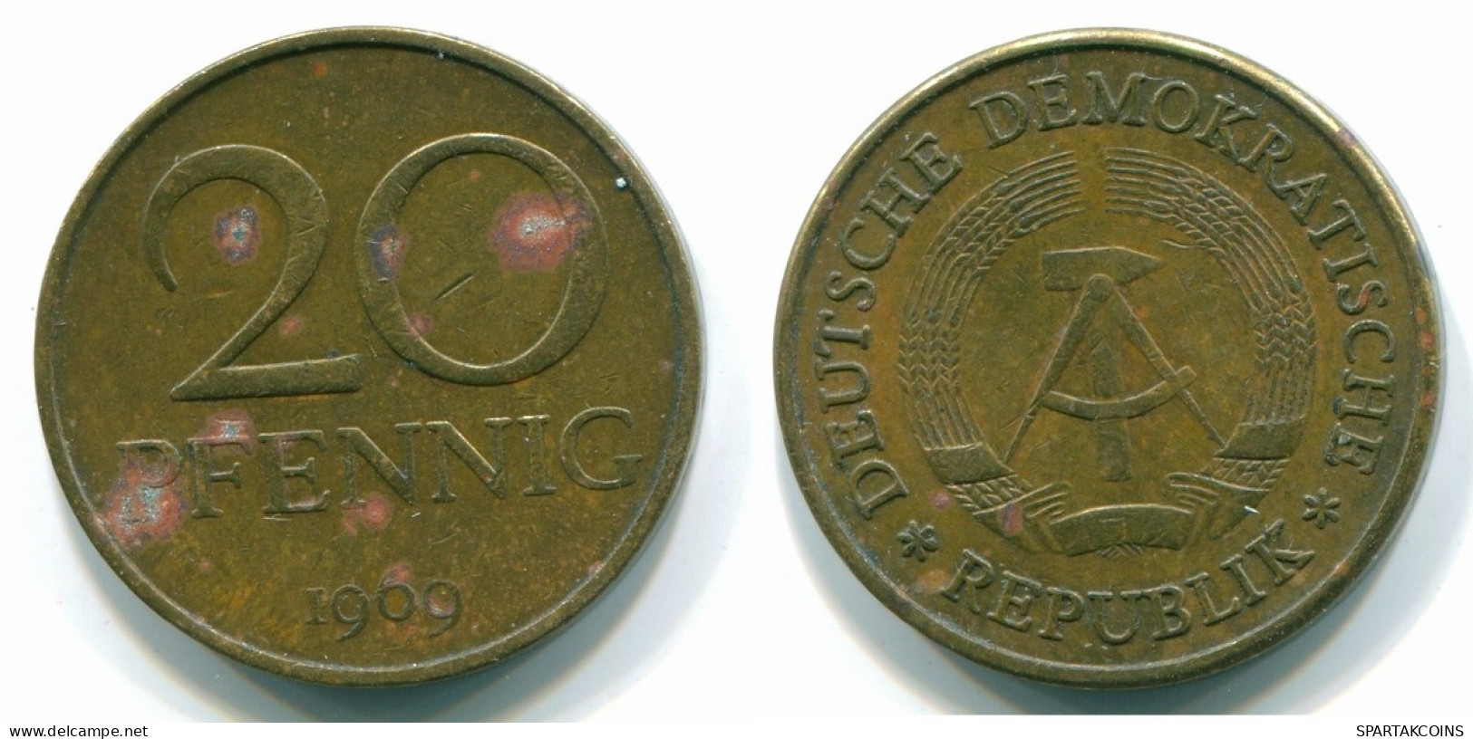 20 PFENNIG 1969 DDR EAST GERMANY Coin #DE10033.3.U.A - 20 Pfennig