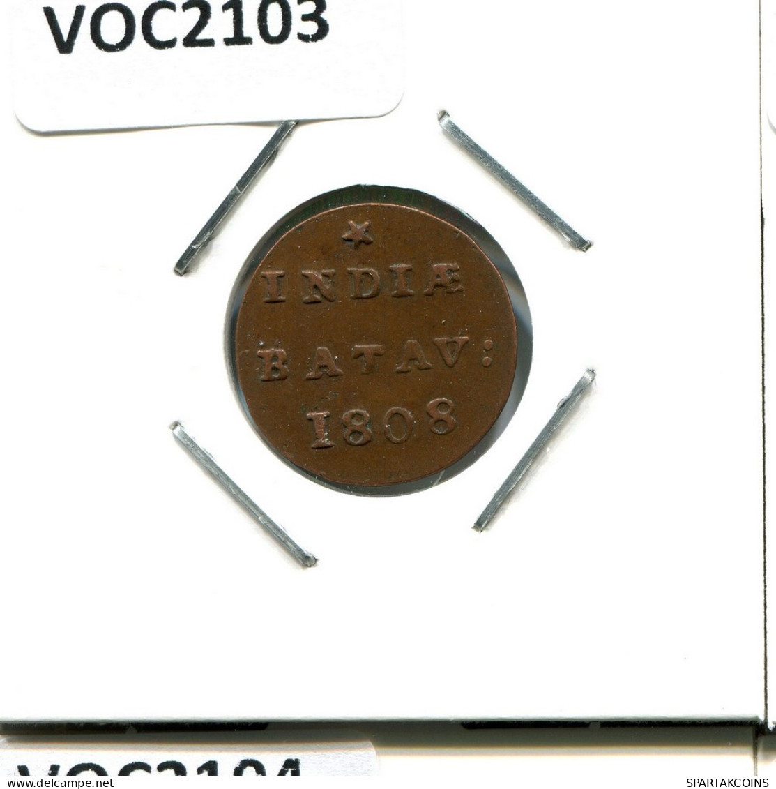 1808 BATAVIA VOC 1/2 DUIT INDES NÉERLANDAIS NETHERLANDS Koloniale Münze #VOC2103.10.F.A - Indes Neerlandesas