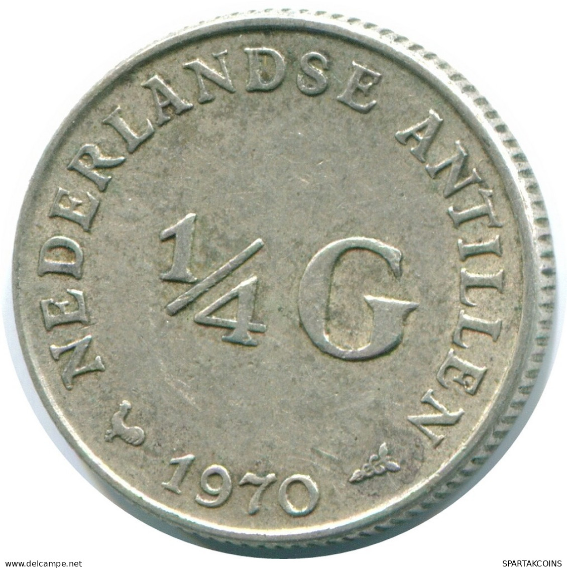 1/4 GULDEN 1970 NETHERLANDS ANTILLES SILVER Colonial Coin #NL11708.4.U.A - Antille Olandesi