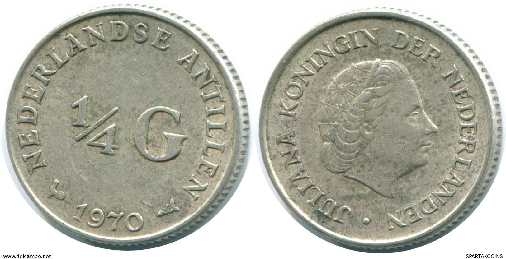 1/4 GULDEN 1970 NETHERLANDS ANTILLES SILVER Colonial Coin #NL11708.4.U.A - Antillas Neerlandesas