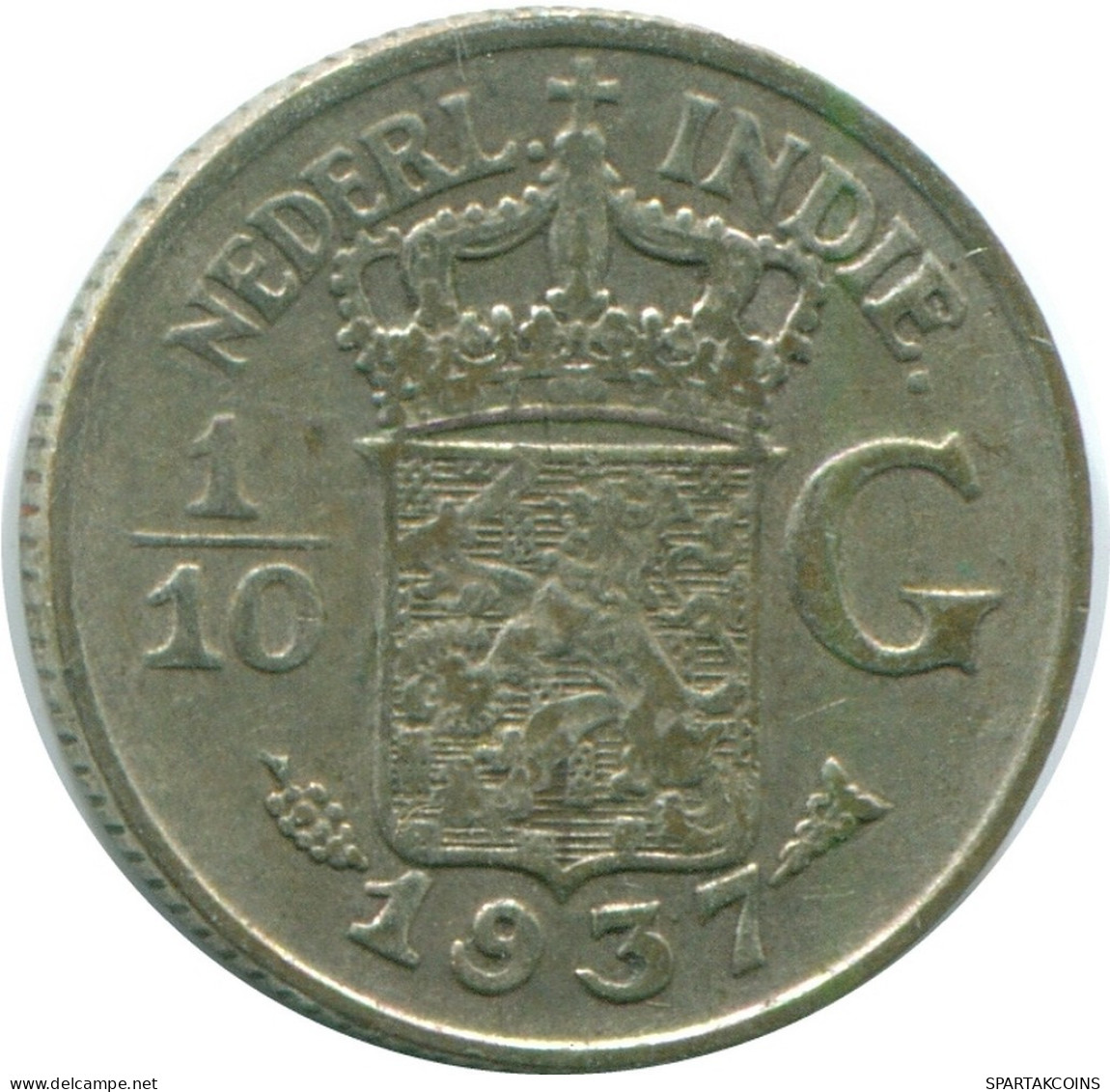 1/10 GULDEN 1937 NIEDERLANDE OSTINDIEN SILBER Koloniale Münze #NL13463.3.D.A - Indie Olandesi