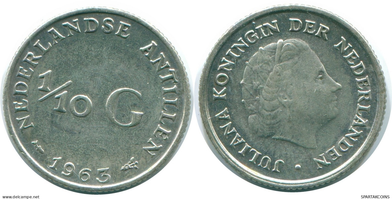 1/10 GULDEN 1963 ANTILLAS NEERLANDESAS PLATA Colonial Moneda #NL12551.3.E.A - Niederländische Antillen