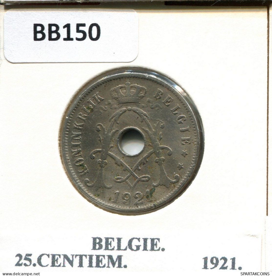 25 CENTIMES 1921 DUTCH Text BÉLGICA BELGIUM Moneda #BB150.E.A - 25 Cents