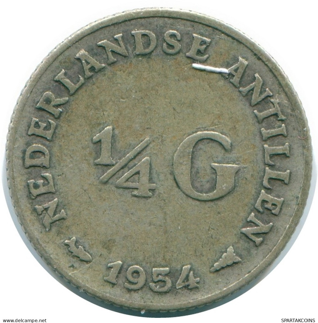 1/4 GULDEN 1954 NIEDERLÄNDISCHE ANTILLEN SILBER Koloniale Münze #NL10878.4.D.A - Niederländische Antillen