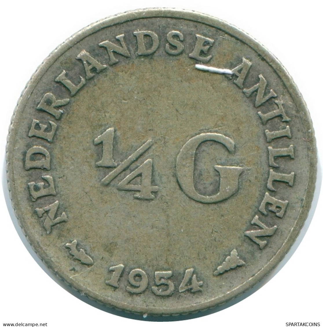 1/4 GULDEN 1954 NIEDERLÄNDISCHE ANTILLEN SILBER Koloniale Münze #NL10878.4.D.A - Antilles Néerlandaises