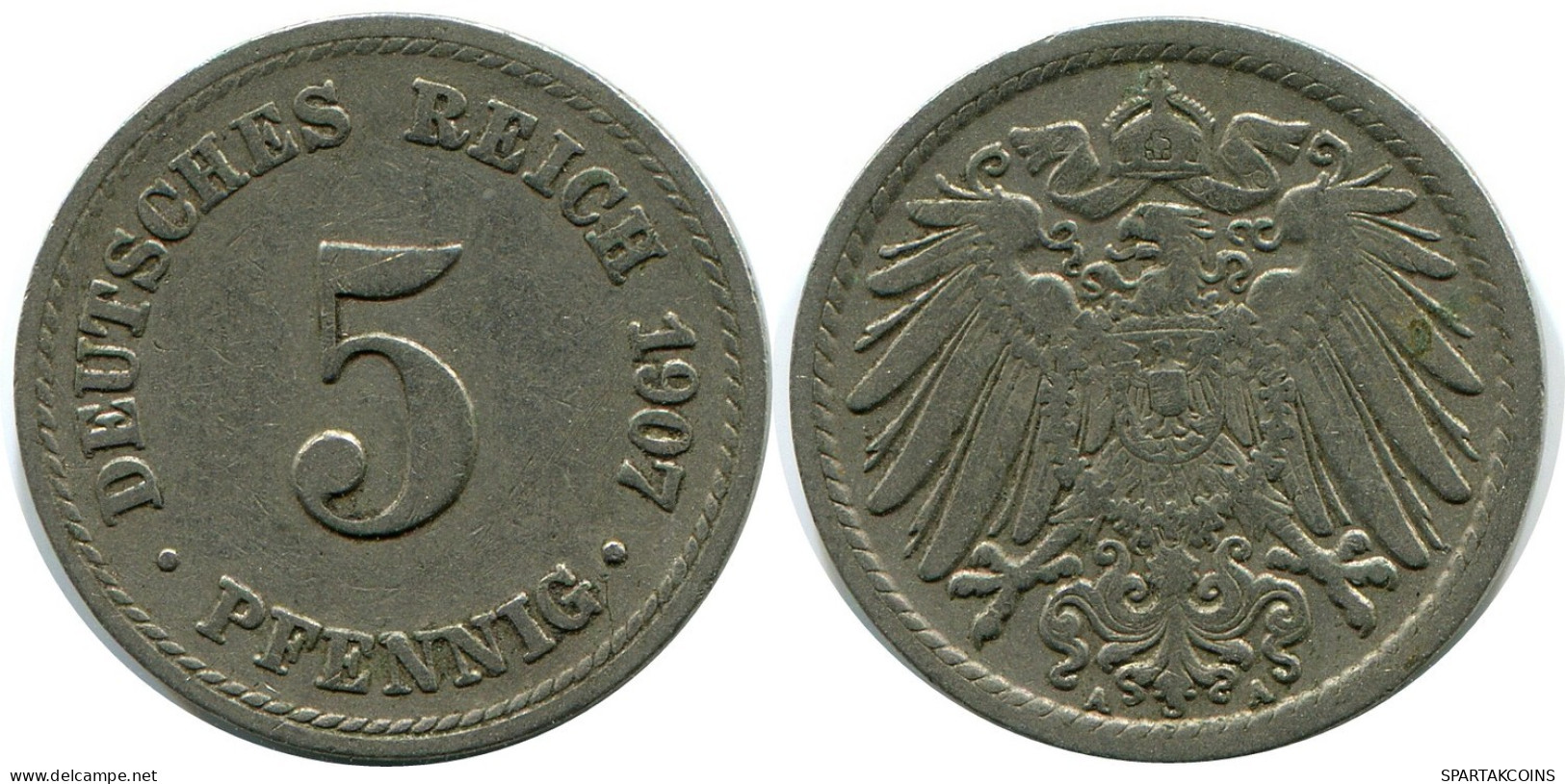 5 PFENNIG 1907 A DEUTSCHLAND Münze GERMANY #DB149.D.A - 5 Pfennig