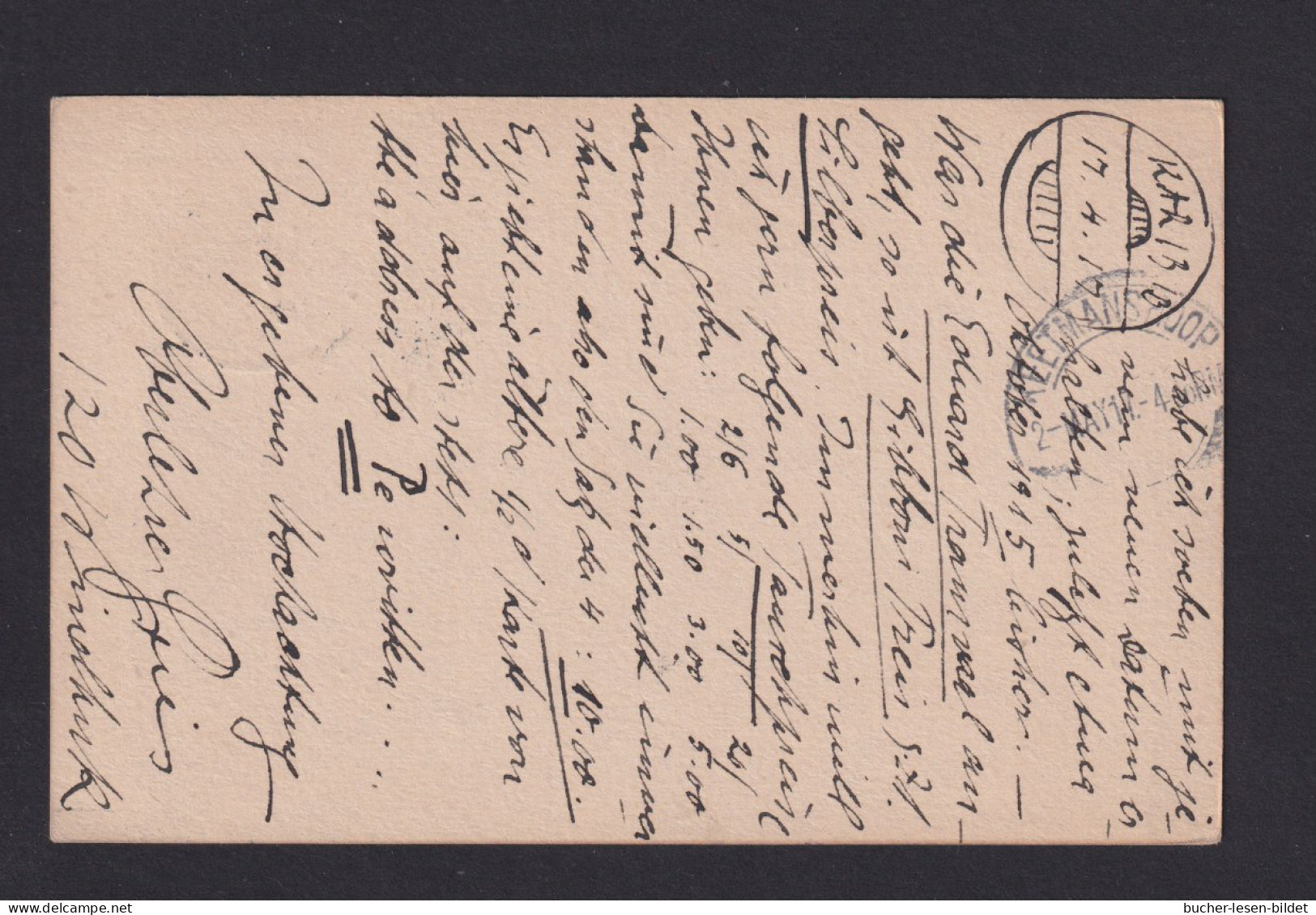 1917 - 1/2 P. Ganzsache Mit Aptiertem Bahnpoststempel "Windhoek" Nach Ketmanshoop - Briefe U. Dokumente