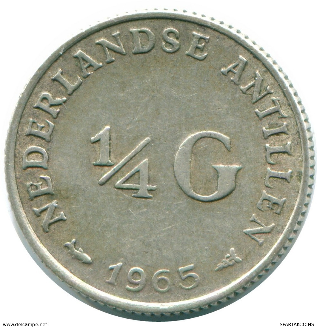 1/4 GULDEN 1965 NIEDERLÄNDISCHE ANTILLEN SILBER Koloniale Münze #NL11426.4.D.A - Antille Olandesi