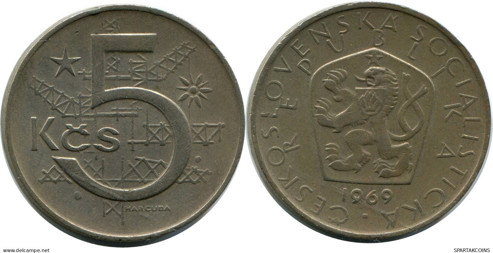 5 KORUN 1969 TSCHECHOSLOWAKEI CZECHOSLOWAKEI SLOVAKIA Münze #AR232.D.A - Tsjechoslowakije