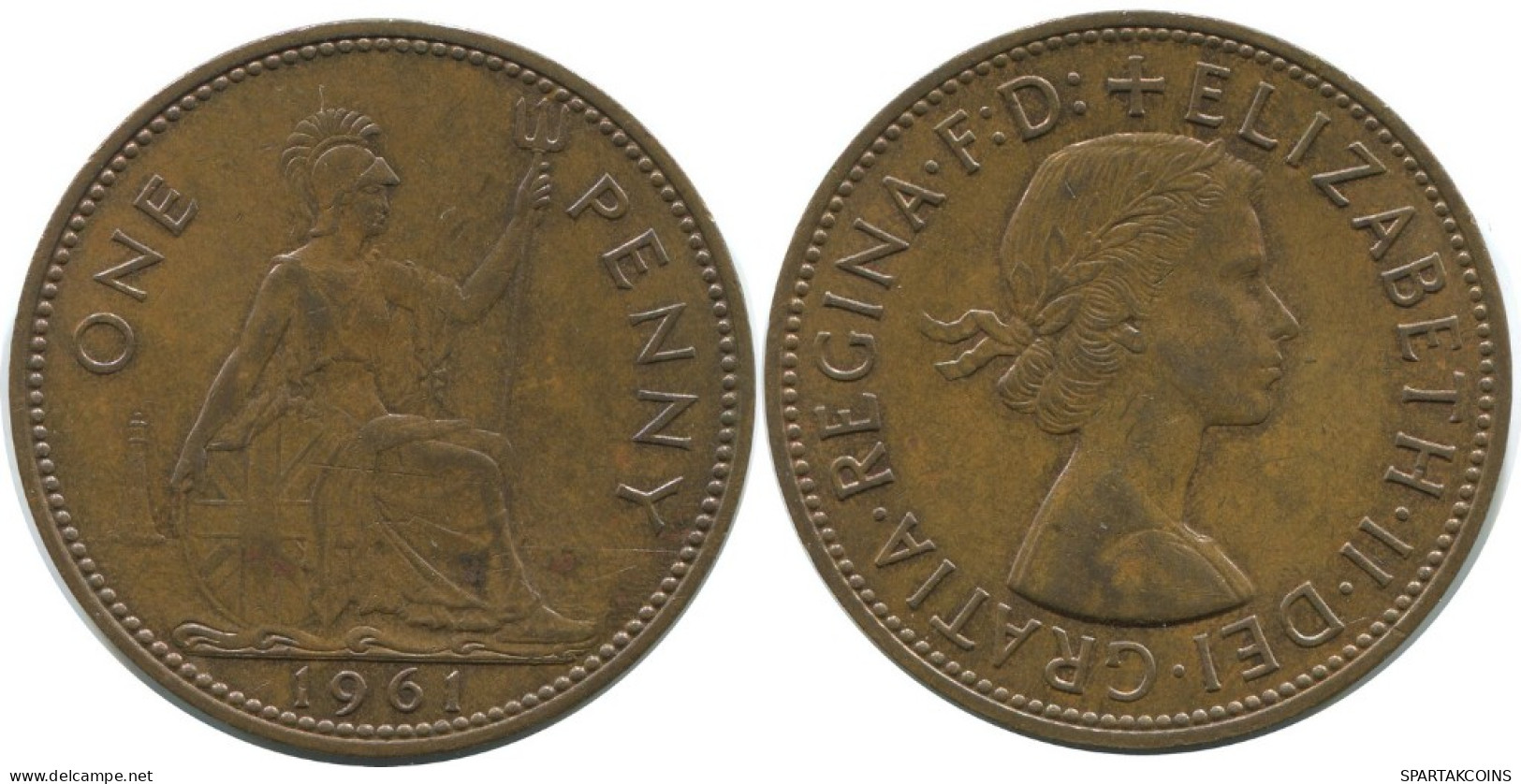 PENNY 1961 UK GROßBRITANNIEN GREAT BRITAIN Münze #AG898.1.D.A - D. 1 Penny