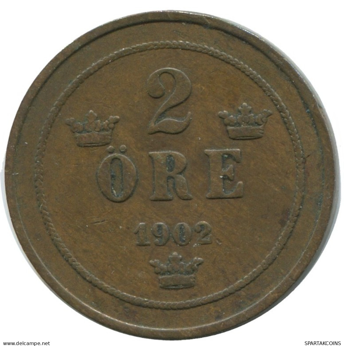 2 ORE 1902 SUÈDE SWEDEN Pièce #AD009.2.F.A - Sweden