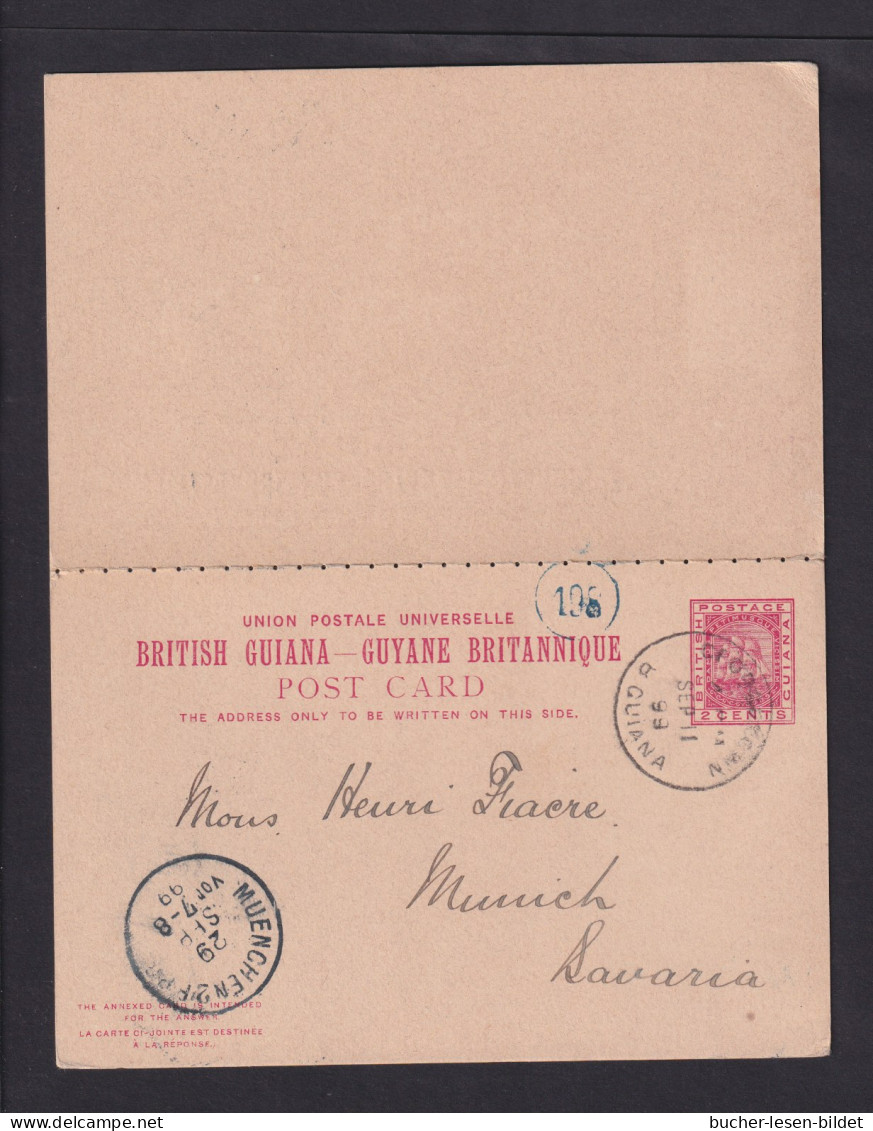 1899 - 1 P. Doppel-Ganzsache (P 9) Ab Georgetown Nach München - Britisch-Guayana (...-1966)