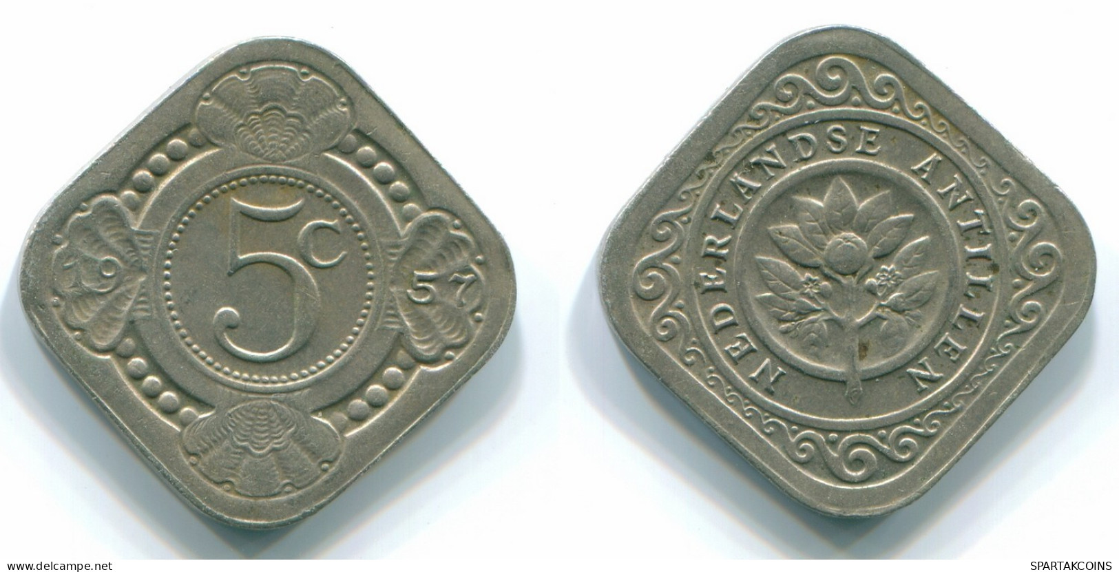 5 CENTS 1957 ANTILLAS NEERLANDESAS Nickel Colonial Moneda #S12406.E.A - Niederländische Antillen