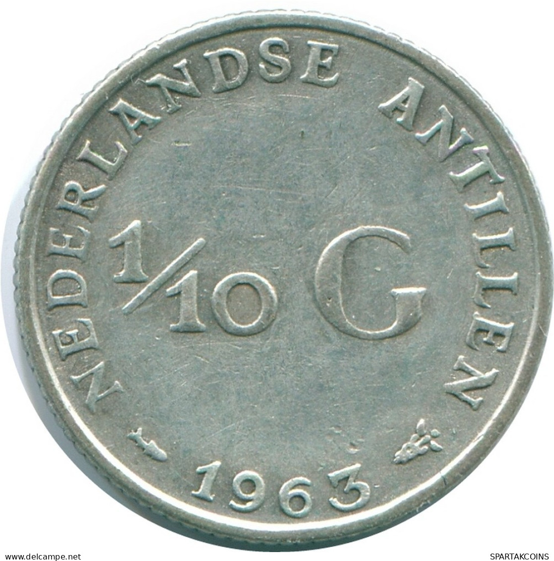 1/10 GULDEN 1963 ANTILLAS NEERLANDESAS PLATA Colonial Moneda #NL12473.3.E.A - Antille Olandesi